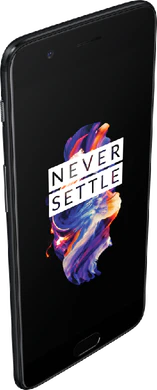 OnePlus 5 zwart voorkant bovenkant linkerzijkant schuin