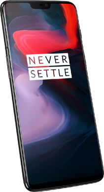 OnePlus 6 mirror negro tapa delantera lado izquierdo aslant