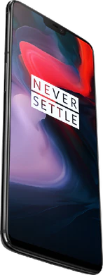 OnePlus 6 mirror negro tapa delantera lado izquierdo abajo aslant