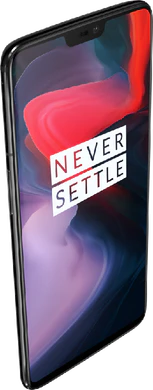 OnePlus 6 mirror negro tapa delantera top lado izquierdo aslant