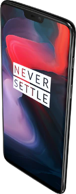 OnePlus 6 mirror negro tapa delantera top lado derecho aslant