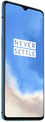OnePlus 7T blauw voorkant linkerzijkant