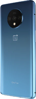 OnePlus 7T blauw achterkant linkerzijkant