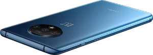 OnePlus 7T blauw achterkant bovenkant rechterzijkant schuin