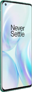 OnePlus 8 groen voorkant linkerzijkant