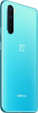 OnePlus Nord blauw achterkant rechterzijkant