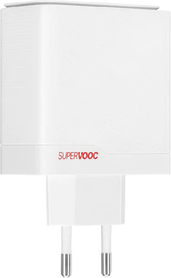 OnePlus SuperVOOC 100W Dual Ports Power Adapter wit voorkant linkerzijkant