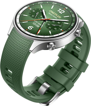 OnePlus Watch 2R groen voorkant rechterzijkant onderkant schuin