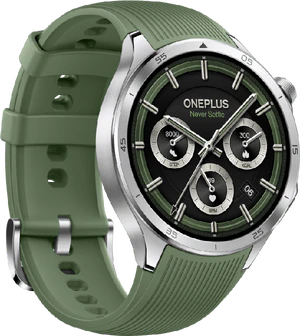 OnePlus watch 3 groen voorkant linkerzijkant