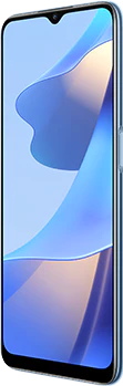 Oppo A16s blauw voorkant rechterzijkant