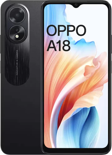 Oppo A18 zwart overzicht Oppo A18 zwart overzicht