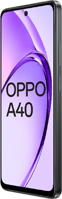 Oppo A40 musta etupuolella oikea puoli