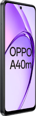 Oppo A40m zwart voorkant linkerzijkant