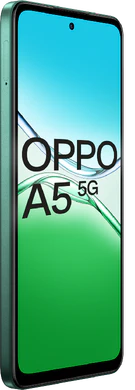 Oppo A5 5G groen voorkant linkerzijkant