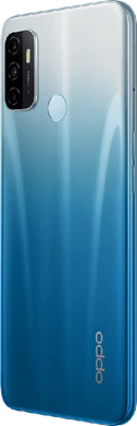 Oppo A53s blå bagside venstre side