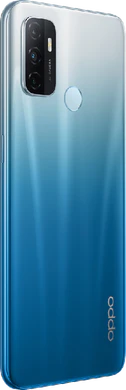 Oppo A53s blå bagside højre side
