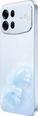 Oppo A7 Pro Max blauw achterkant linkerzijkant