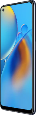 Oppo A74 4g musta etupuolella oikea puoli