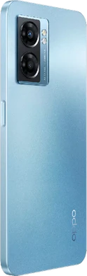 Oppo A77 5G blå tillbaka höger sida