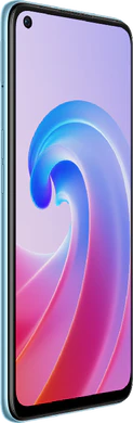 Oppo A96 blu copertina frontale lato sinistro
