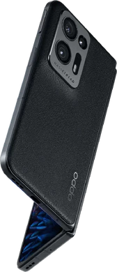 Oppo Find N2 zwart achterkant onderkant schuin geopend