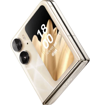 Oppo Find N2 Flip kulta etupuolella vasen puoli suljettu