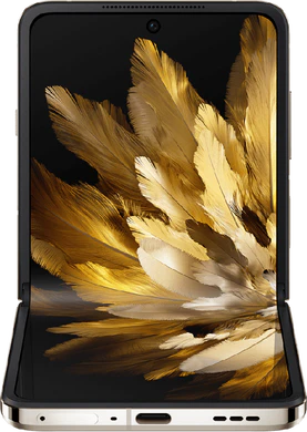 Oppo Find N3 Flip kulta sisäpuolella pohja half avattu