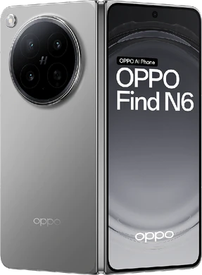 Oppo Find N6 titanium grey out side half opened