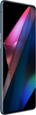 Oppo Find X3 Pro blauw voorkant linkerzijkant