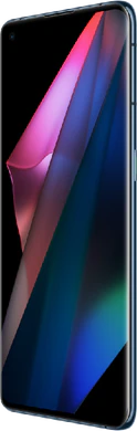 Oppo Find X3 Pro blauw voorkant rechterzijkant