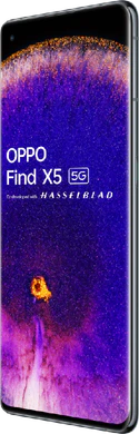 Oppo Find X5 zwart voorkant rechterzijkant