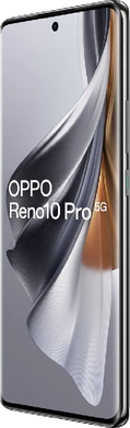 Oppo reno 10 pro grijs voorkant rechterzijkant