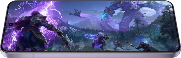 Oppo reno 13 5g paars voorkant gedraaid