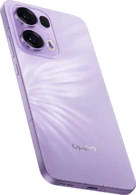 Oppo reno 13 5g paars achterkant rechterzijkant onderkant schuin