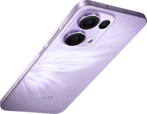 Oppo reno 13 5g paars achterkant rechterzijkant bovenkant schuin