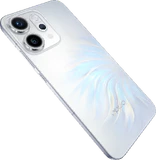 Oppo reno 14 5g wit achterkant rechterzijkant schuin