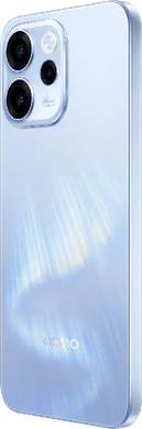 Oppo reno 15 f aurora blauw achterkant linkerzijkant