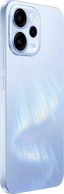 Oppo reno 15 f aurora blauw achterkant rechterzijkant