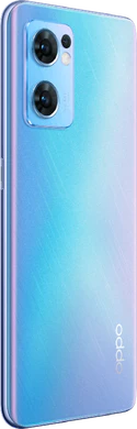 Oppo reno 7 blå tillbaka höger sida