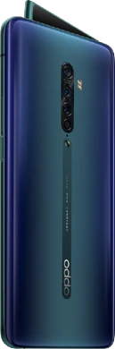 Oppo reno blauw achterkant rechterzijkant geopend