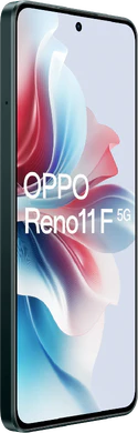 Oppo Reno11 F 5g verde copertina frontale lato sinistro