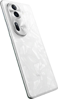 Oppo Reno11 Pro wit achterkant rechterzijkant schuin