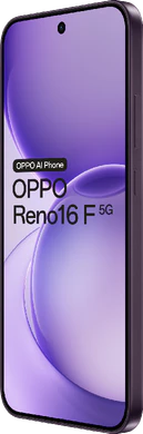 Oppo Reno16 F 5G lilla svart foran høyre side