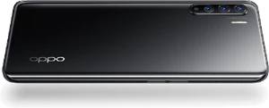 Oppo Reno3 zwart achterkant gedraaid