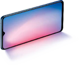 Oppo Reno3 blauw voorkant bovenkant gedraaid