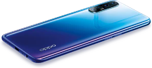 Oppo Reno3 Pro blå bagside skæv