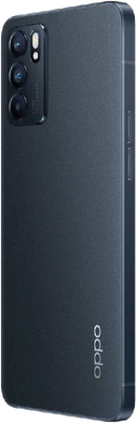 Oppo reno6 zwart achterkant linkerzijkant