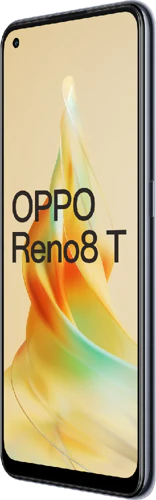 Oppo Reno8 T 4g zwart voorkant rechterzijkant