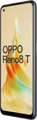 Oppo Reno8 T 4g zwart voorkant rechterzijkant