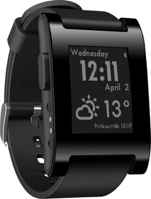 Pebble Classic schwarz Vorderseite linke Seite